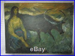 Vintage Naive Oil Painting Signed