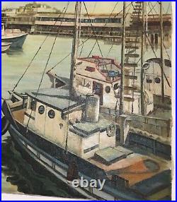 Vintage Nautical Boat Dock Marina Signed D. Allen
