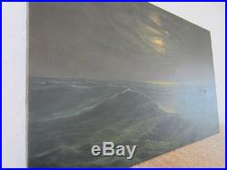 Vintage Nautical Leon Burley Original Signed Seascape Oil Painting