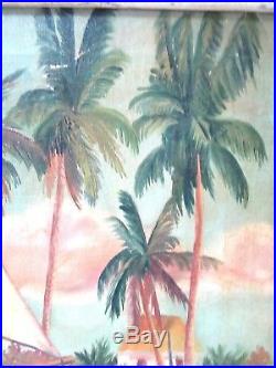 Vintage Nautical Maritime Oil Painting 1925 Seascape Tropical Boat Framed Signed