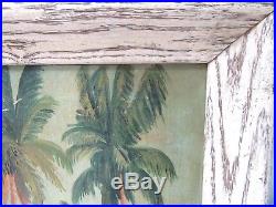 Vintage Nautical Maritime Oil Painting 1925 Seascape Tropical Boat Framed Signed