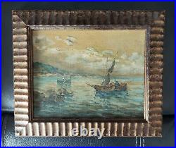 Vintage Nautical Seascape Italian Oil Painting Framed And Signed R. Turri