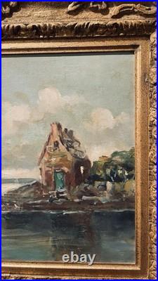 Vintage Nautical Seascape Oil Canvas Painting Signed Van Dael Dutch Mid 1900's