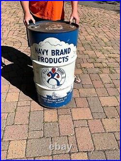 Vintage Navy Brand Paint Oil Barrel Metal Sign 2 sided with ship graphics