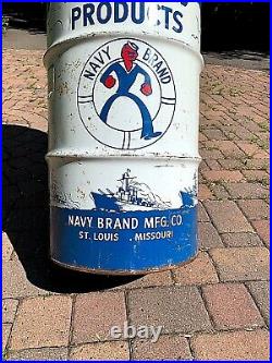 Vintage Navy Brand Paint Oil Barrel Metal Sign 2 sided with ship graphics