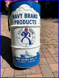 Vintage Navy Brand Paint Oil Barrel Metal Sign 2 sided with ship graphics