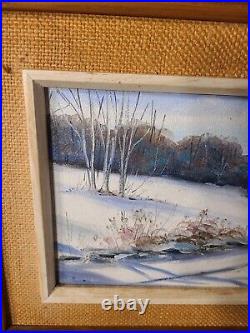 Vintage New Bedford MA artist Leo Amaral oil painting signed- Winter Village