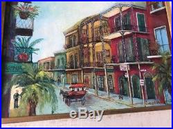 Vintage New Orleans Painting Bourbon St French Quarter 1974 Signed Jaszkowski