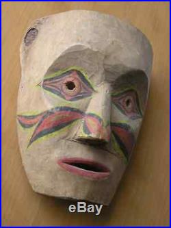Vintage Northwest Coast Kispiox Hand Carved Hand Painted Mask Signed W G Jeffrey