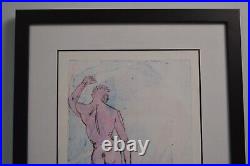 Vintage Nude Male Art Gay Interest Boys At The Pool Signed Numbered Watercolor