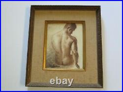 Vintage Nude Man Men Male Model Painting Vintage Signed Mystery Artist 1960 Mod