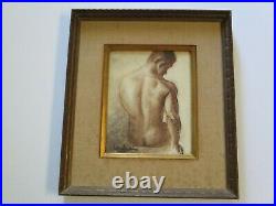 Vintage Nude Man Men Male Model Painting Vintage Signed Mystery Artist 1960 Mod