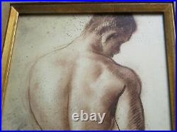 Vintage Nude Man Men Male Model Painting Vintage Signed Mystery Artist 1960 Mod