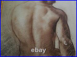 Vintage Nude Man Men Male Model Painting Vintage Signed Mystery Artist 1960 Mod