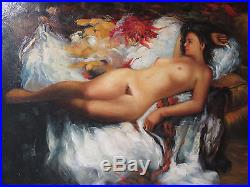 Vintage Nude Oil Painting on Wood Beauty Small 8x10- Framed, Signed Gorgeous