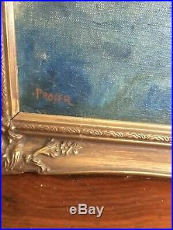 Vintage Nude Woman Oil Painting Mid Century Framed Signed Proser