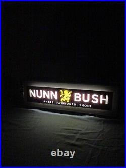 Vintage Nunn Bush Shoes Hanging Reverse Painted Glass Lighted Store Sign