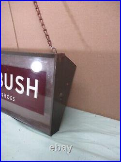 Vintage Nunn Bush Shoes Hanging Reverse Painted Glass Lighted Store Sign