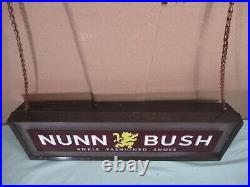 Vintage Nunn Bush Shoes Hanging Reverse Painted Glass Lighted Store Sign