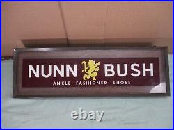 Vintage Nunn Bush Shoes Hanging Reverse Painted Glass Lighted Store Sign