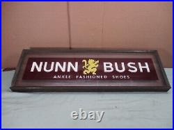 Vintage Nunn Bush Shoes Hanging Reverse Painted Glass Lighted Store Sign