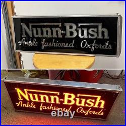 Vintage Nunn-bush Shoes Reverse Painted Glass Rog Lighted Sign Advertising