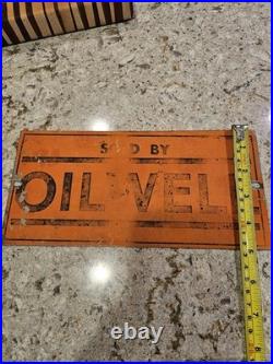 Vintage OIL WELL Advertising Sign Painted Metal (Tin) Approx. 10 x 5