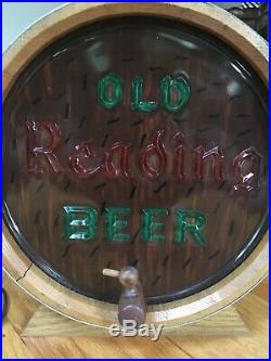 Vintage OLD READING BEER Reverse Paint Embossed Lighted Advertising Sign Display