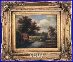 Vintage ORIGINAL Oil Painting Landscape, Signed, Gold Ornate Frame