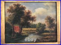 Vintage ORIGINAL Oil Painting Landscape, Signed, Gold Ornate Frame