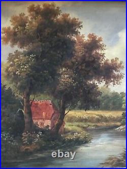 Vintage ORIGINAL Oil Painting Landscape, Signed, Gold Ornate Frame