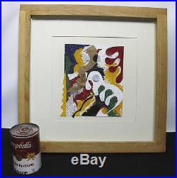 Vintage ORIGINAL Seymour Zayon SIGNED Abstract Acrylic Collage Painting #3 yqz