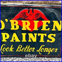 Vintage O'Brien Paints Original Advertising Sign 1940s Embossed Metal Graphics