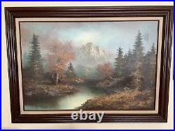 Vintage Oil Canvas Painting Framed Landscape Signed By C. Loft. Not Sure What Yea