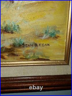 Vintage Oil On Canvas Painting Jean B. Egan Elks In Jackson Hole, Wyoming