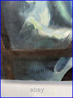 Vintage Oil On Canvas Painting Of African American Woman Signed Dangman