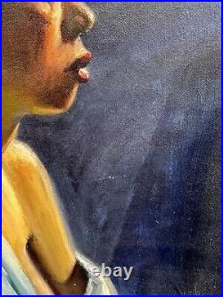 Vintage Oil On Canvas Painting Of African American Woman Signed Dangman