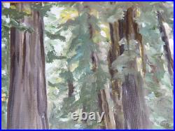 Vintage Oil On Canvas Painting Trees Forest Art P Bunschinger Gold Framed Small