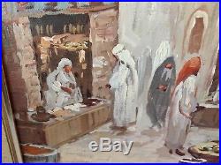 Vintage Oil Painting Arab Marketplace Signed & Framed