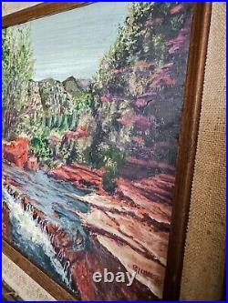 Vintage Oil Painting Arizona Landscape 1960's Slide Rock Oak Creek Canyon Signed