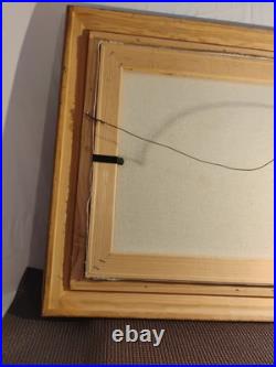 Vintage Oil Painting Canvas Landscape Mountains River Cabin House Signed Framed