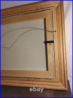 Vintage Oil Painting Canvas Landscape Mountains River Cabin House Signed Framed