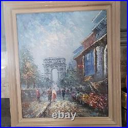 Vintage Oil Painting Cityscape Signed Bernard