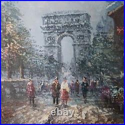 Vintage Oil Painting Cityscape Signed Bernard