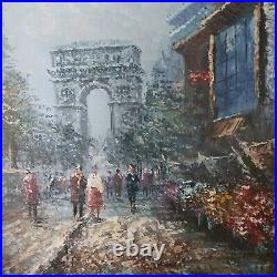 Vintage Oil Painting Cityscape Signed Bernard