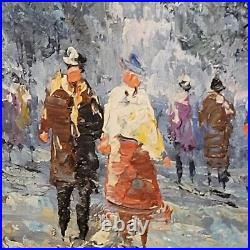 Vintage Oil Painting Cityscape Signed Bernard