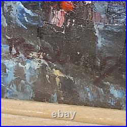 Vintage Oil Painting Cityscape Signed Bernard