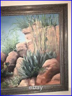 Vintage Oil Painting Desert Southwest Scene Signed S. Shivel 1995