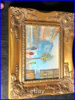 Vintage Oil Painting Framed And Signed City scape