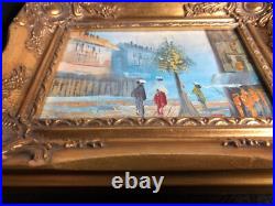 Vintage Oil Painting Framed And Signed City scape